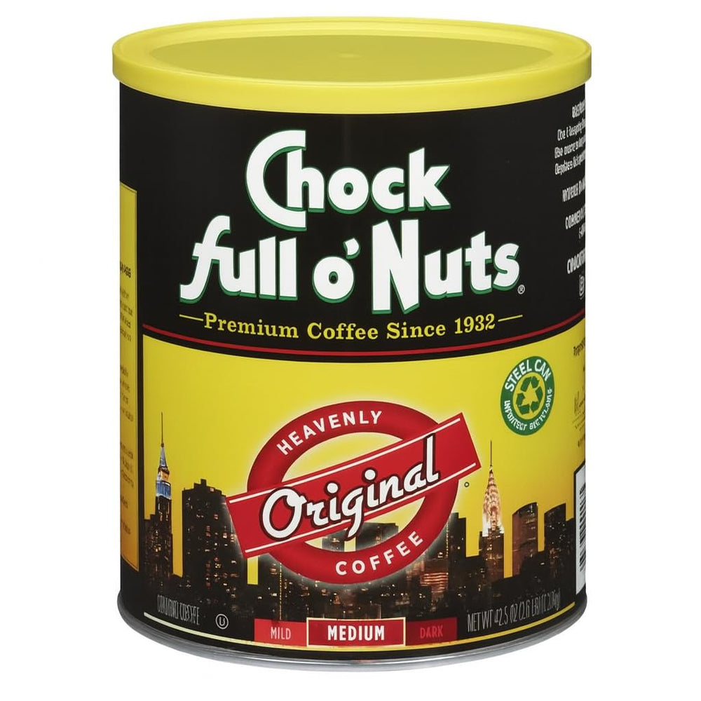 Chock Full o' Nuts Heavenly Original steel can front for long-lasting freshness