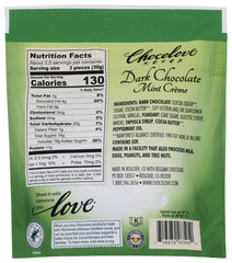 Chocolove mint creme centers closeup, creamy interior for a refreshing bite.