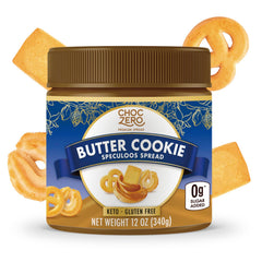 ChocZero Butter Cookie Spread jar showing creamy texture and no added sugar.