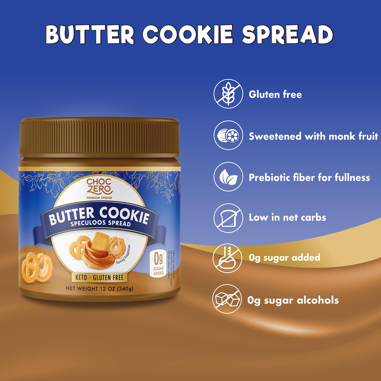 ChocZero Butter Cookie Spread swirled into oatmeal for a fiber-packed breakfast.