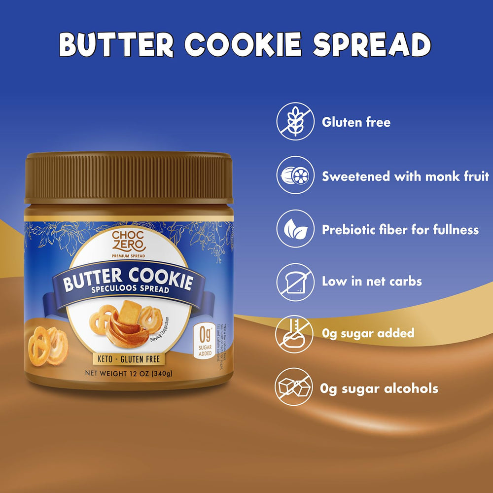 ChocZero Butter Cookie Spread swirled into oatmeal for a fiber-packed breakfast.