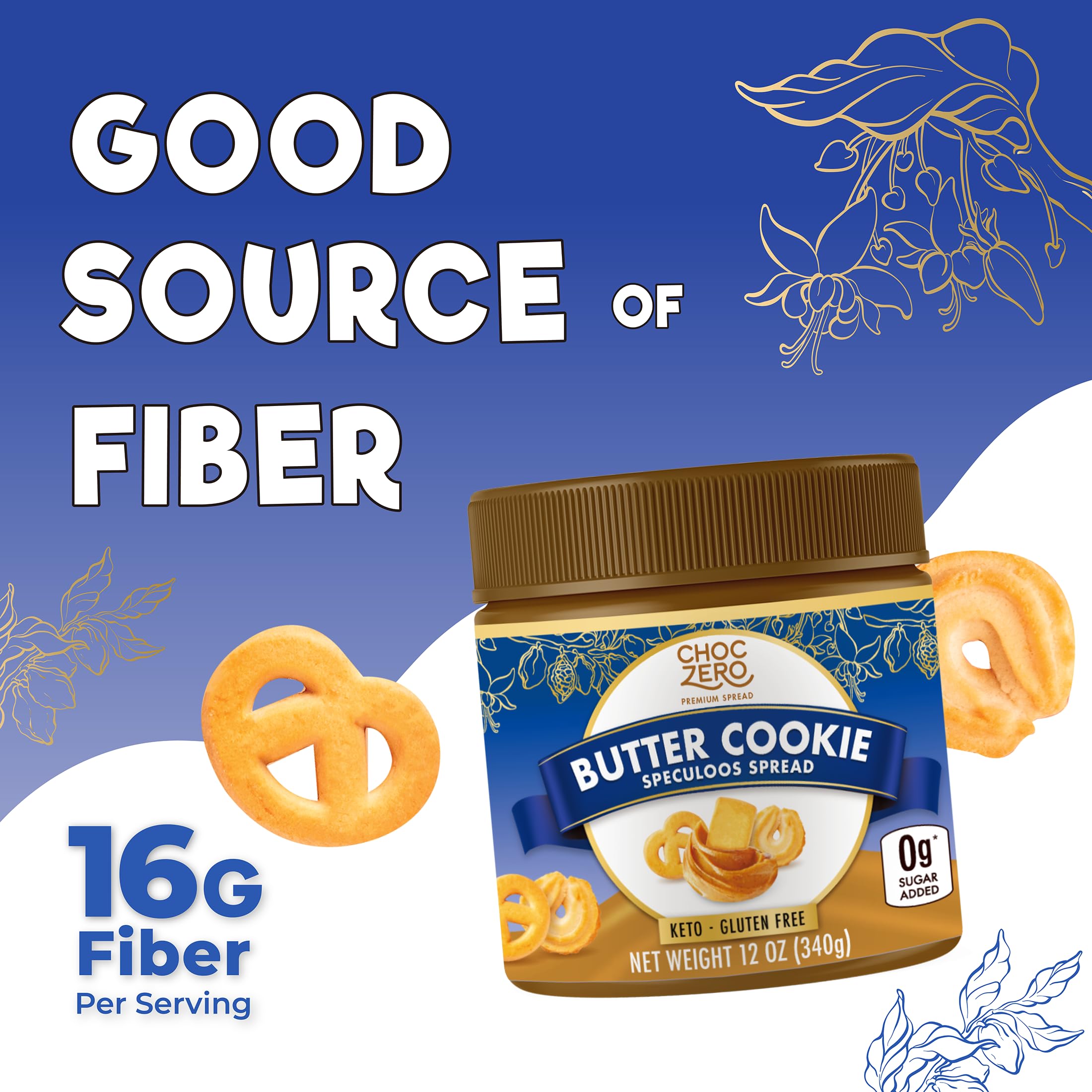 ChocZero Butter Cookie Spread drizzled over pancakes for a low-carb dessert feel.