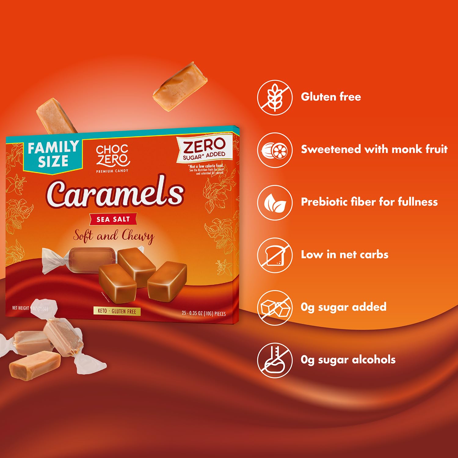 ChocZero caramels melt into salted caramel sauce for dessert toppings.