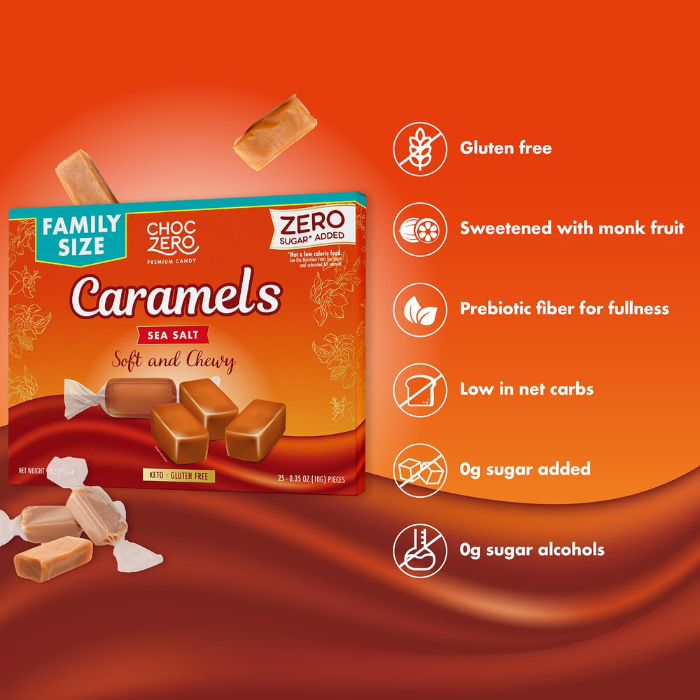ChocZero caramels melt into salted caramel sauce for dessert toppings.