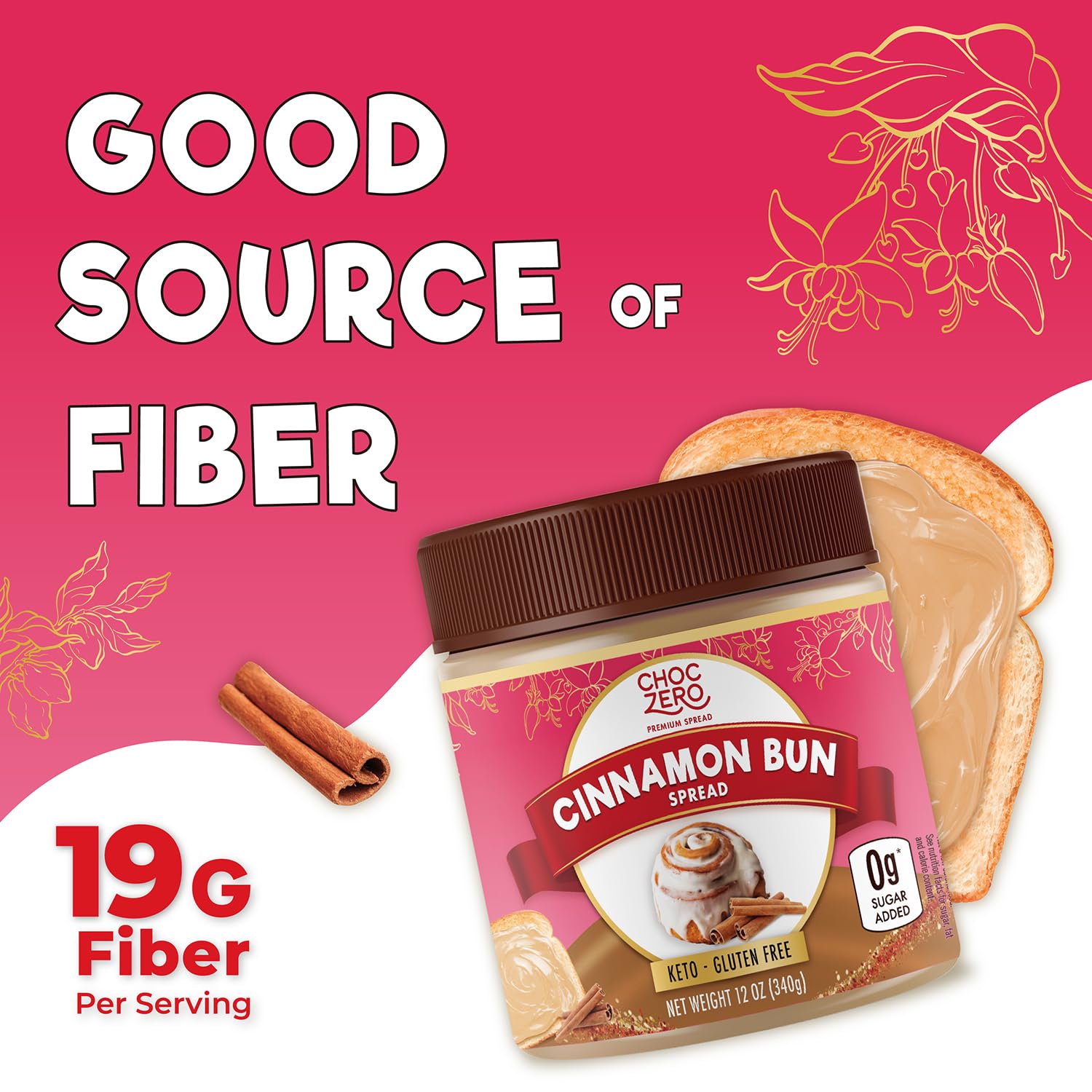 ChocZero Cinnamon Bun Spread stirred into oatmeal for fiber-rich texture