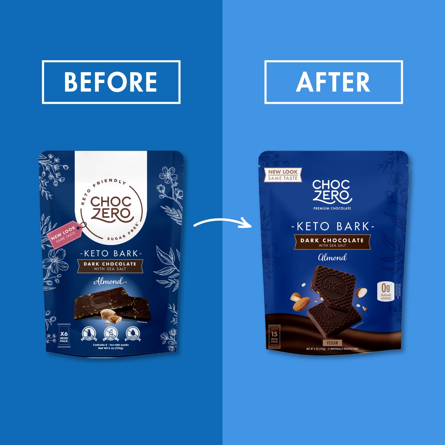 ChocZero bark with almonds visible emphasizing crunchy texture and low sugar appeal