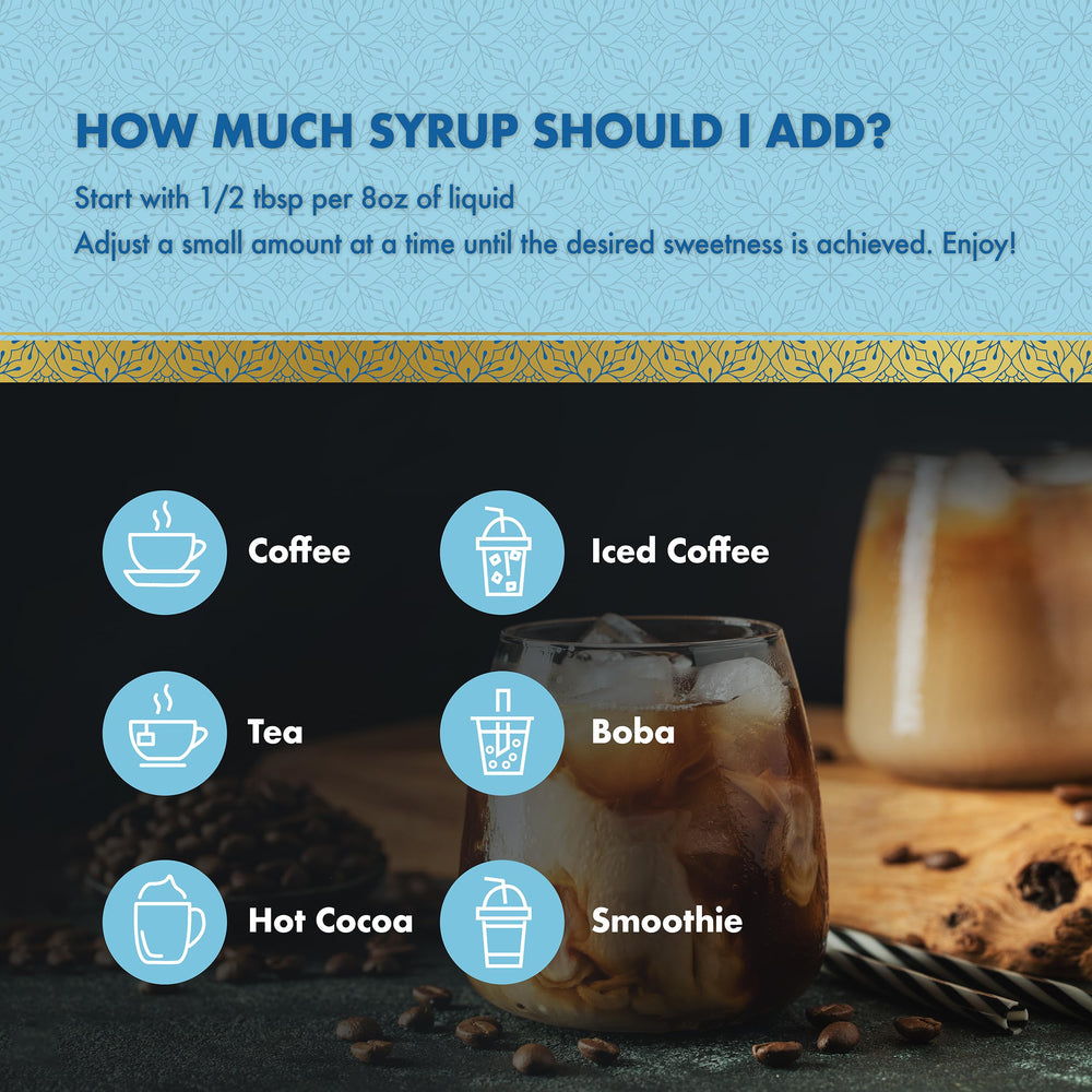 ChocZero French Vanilla syrup on iced coffee for a sugar-free option.