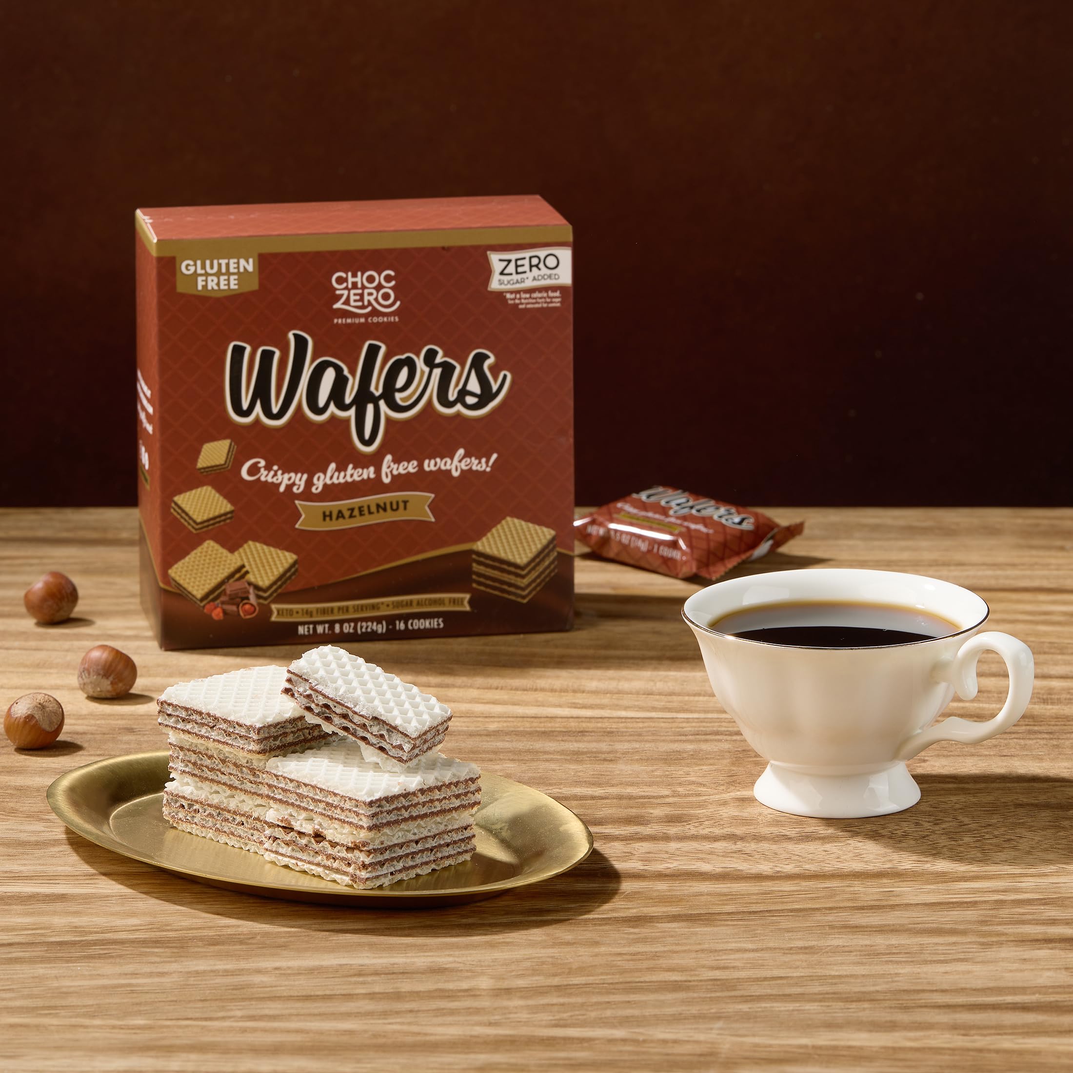 Keto-friendly, low-carb wafers with 2g net carbs per piece from ChocZero.