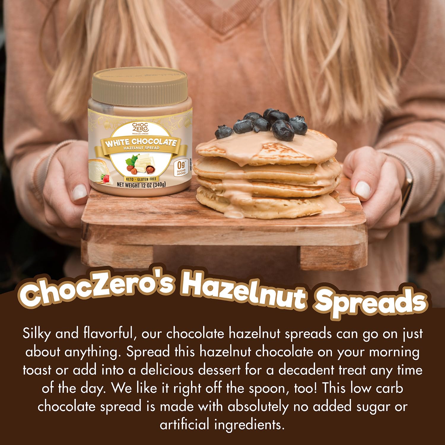 ChocZero jar on kitchen counter ready for topping ideas