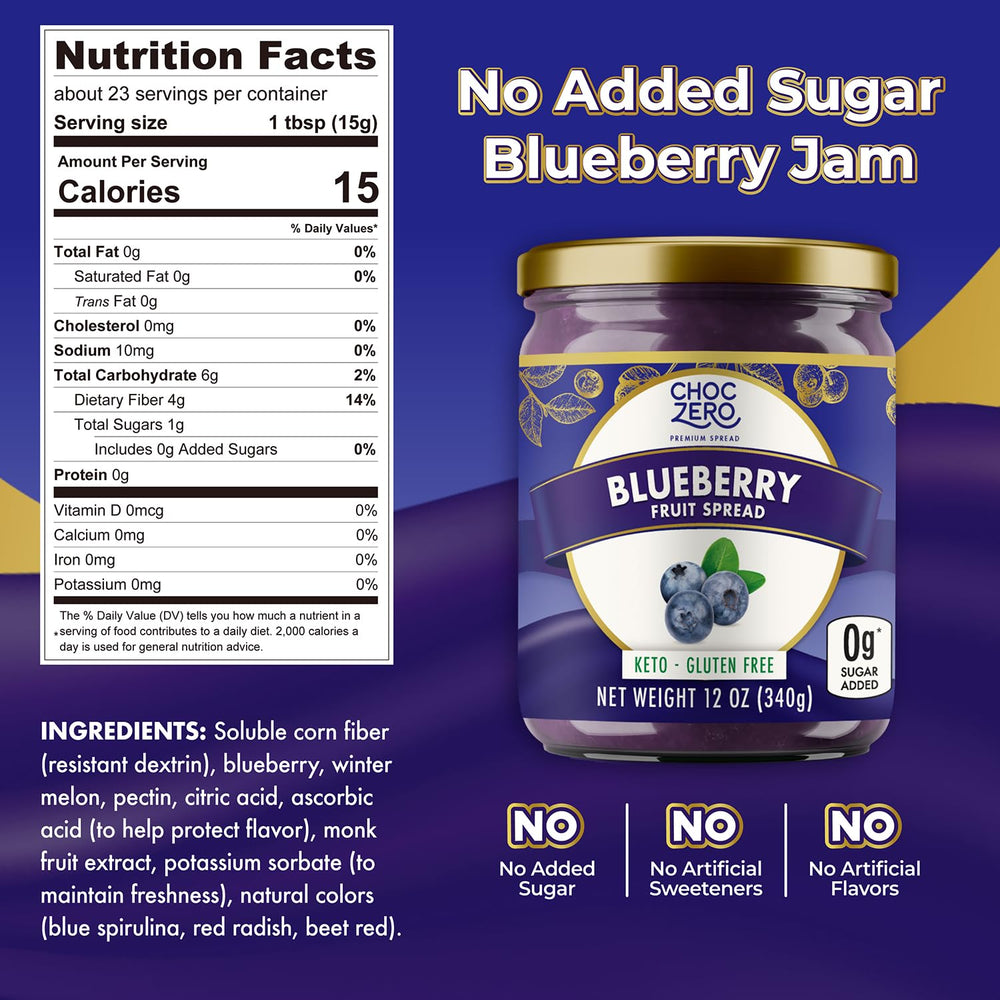 ChocZero Keto Blueberry Fruit Spread on toast highlights sugar-free, low carb appeal