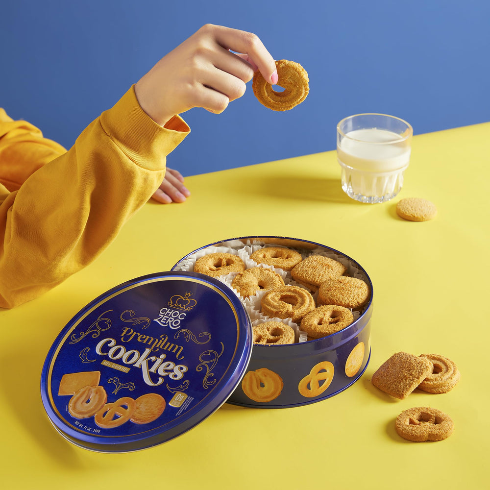 ChocZero Keto Butter Cookies serving idea with coffee as a comforting snack.