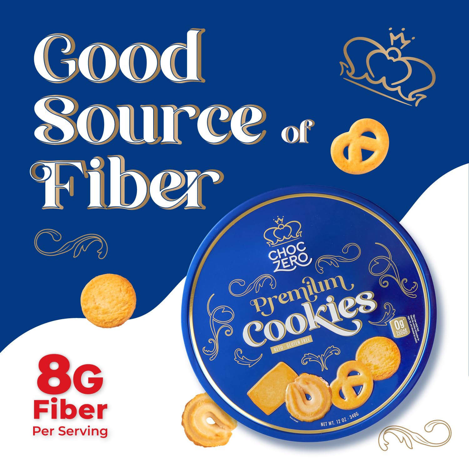 ChocZero Keto Butter Cookies packaging on shelf appealing for sugar-free lifestyle gifts.