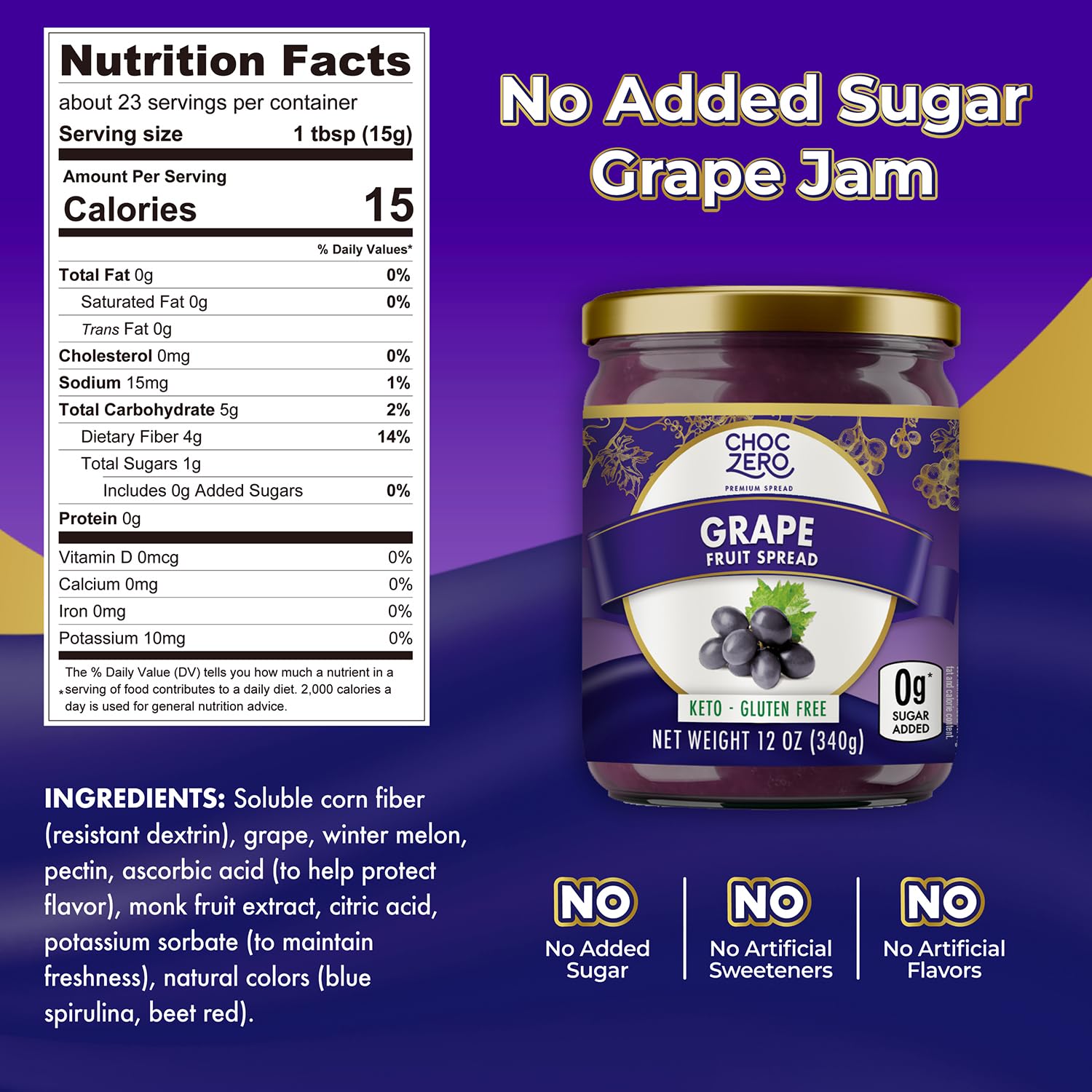 ChocZero Keto Grape Jam on gluten-free toast showcasing sugar-free flavor.