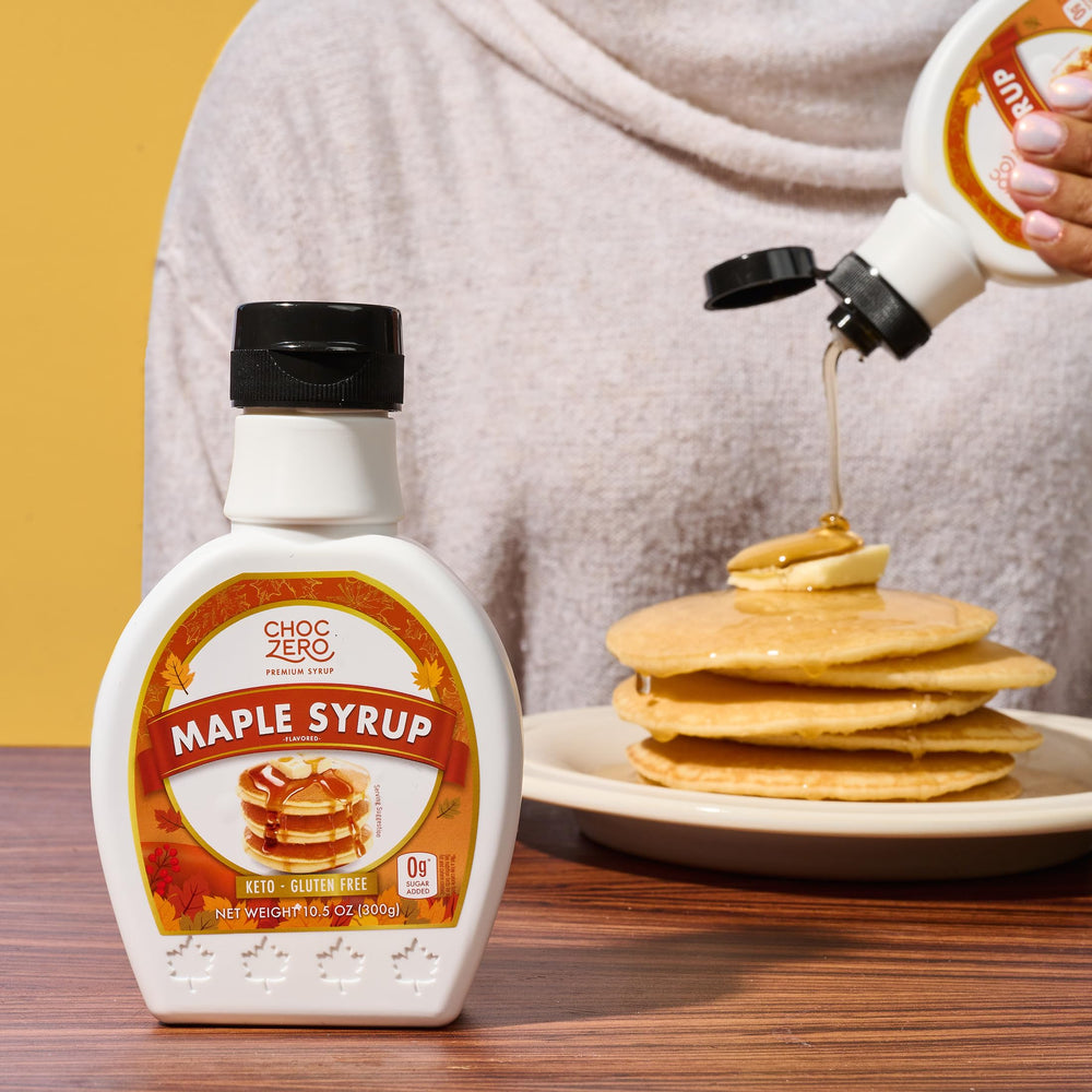 ChocZero Maple Syrup with coffee showing versatile warm beverage topping