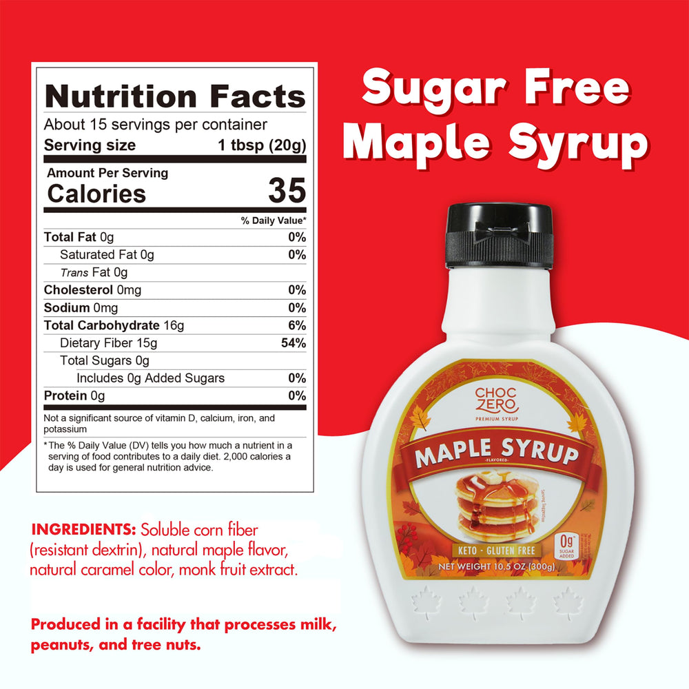 ChocZero Maple Syrup pour demonstrating thick, rich texture