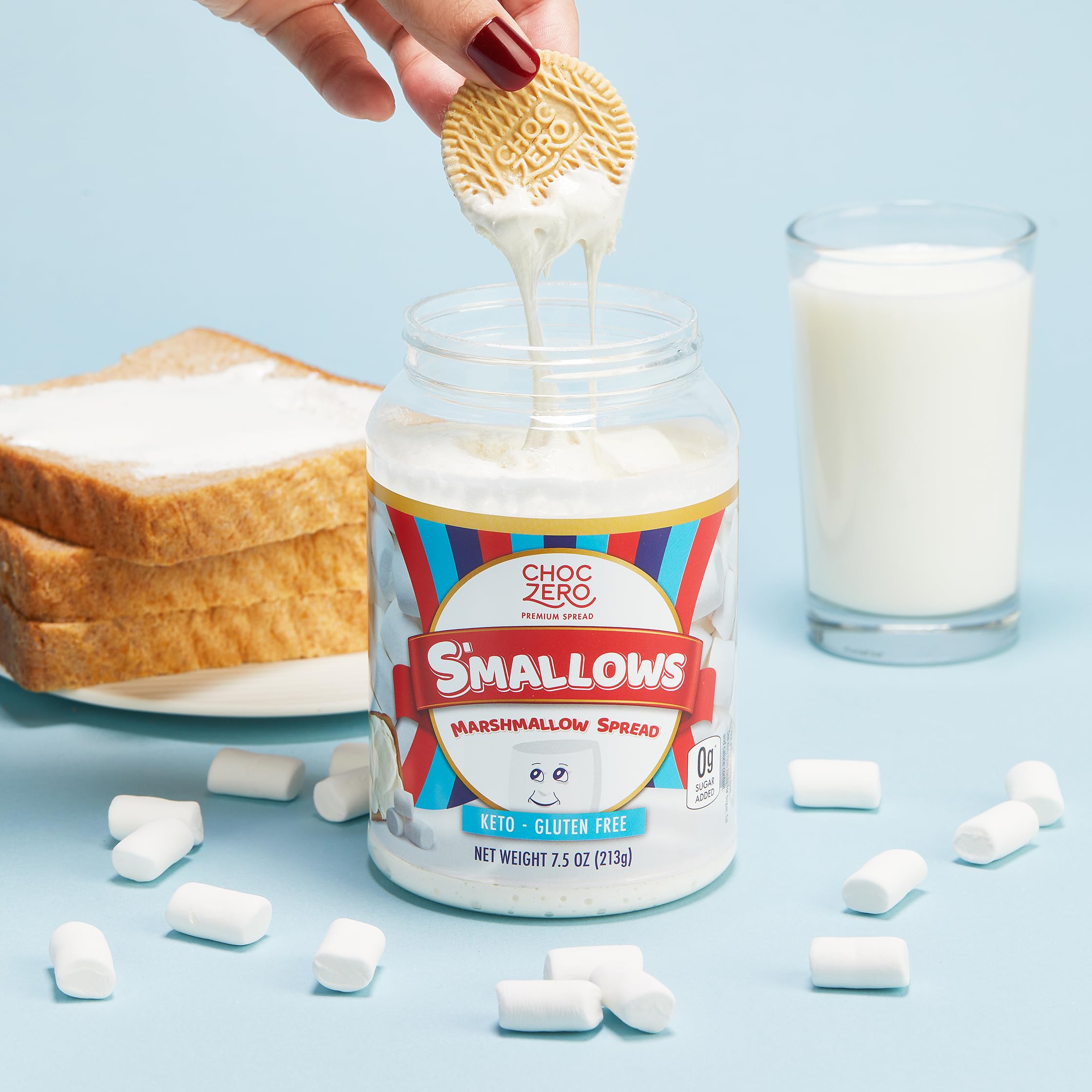 ChocZero marshmallow spread stirred into hot chocolate