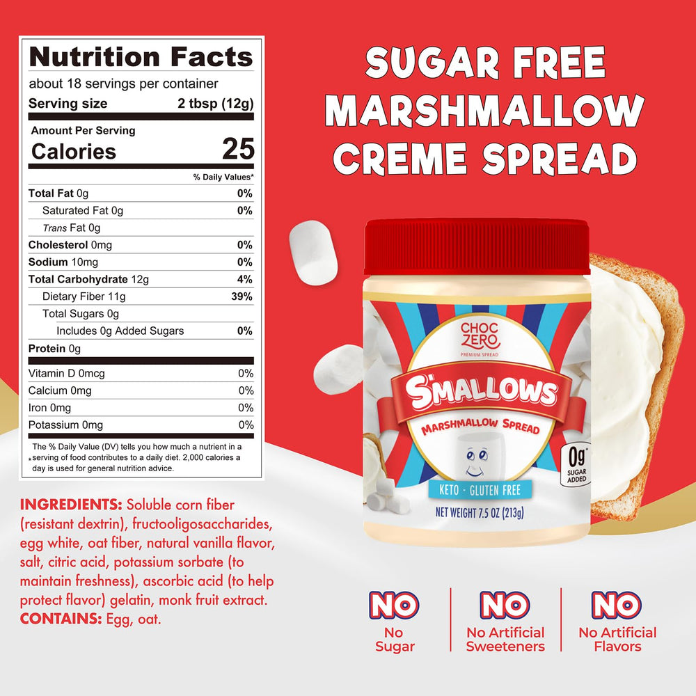 ChocZero marshmallow spread on pancakes for a tasty breakfast idea