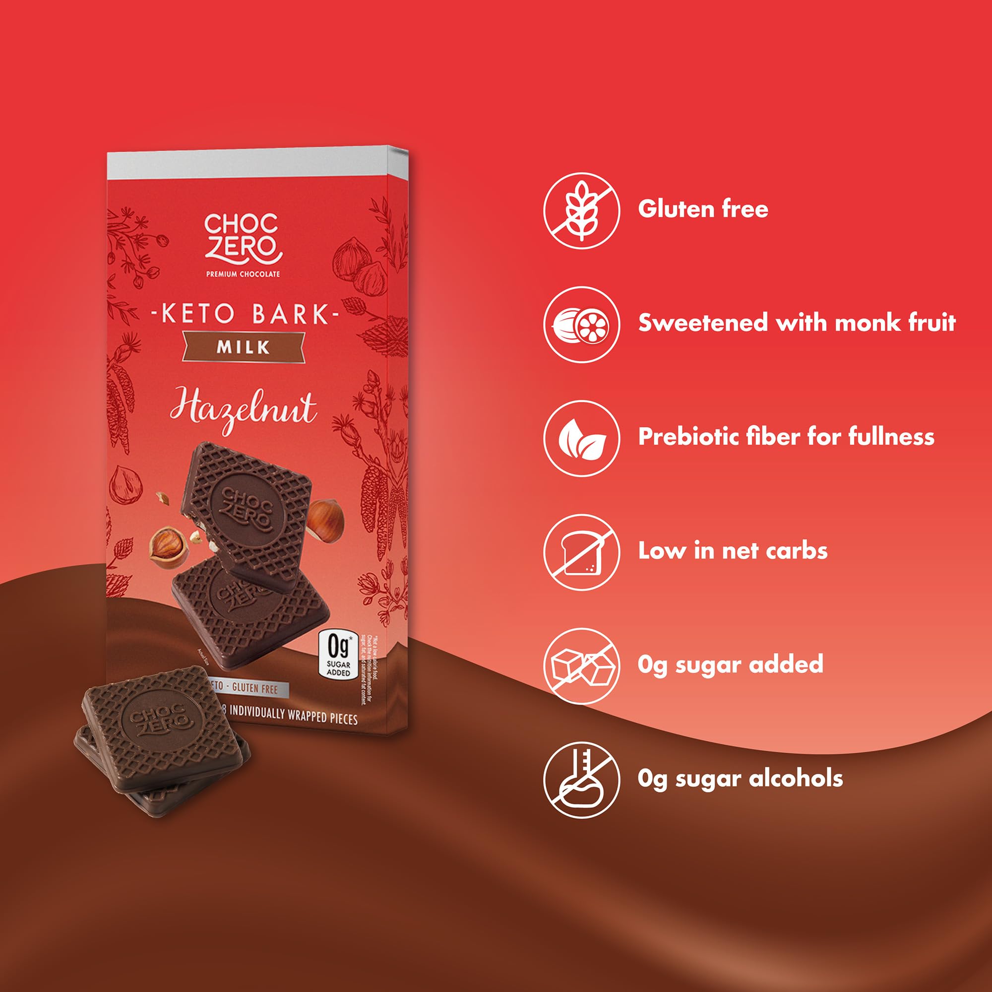 ChocZero milk chocolate hazelnut bark boxes ready for gifting or stocking
