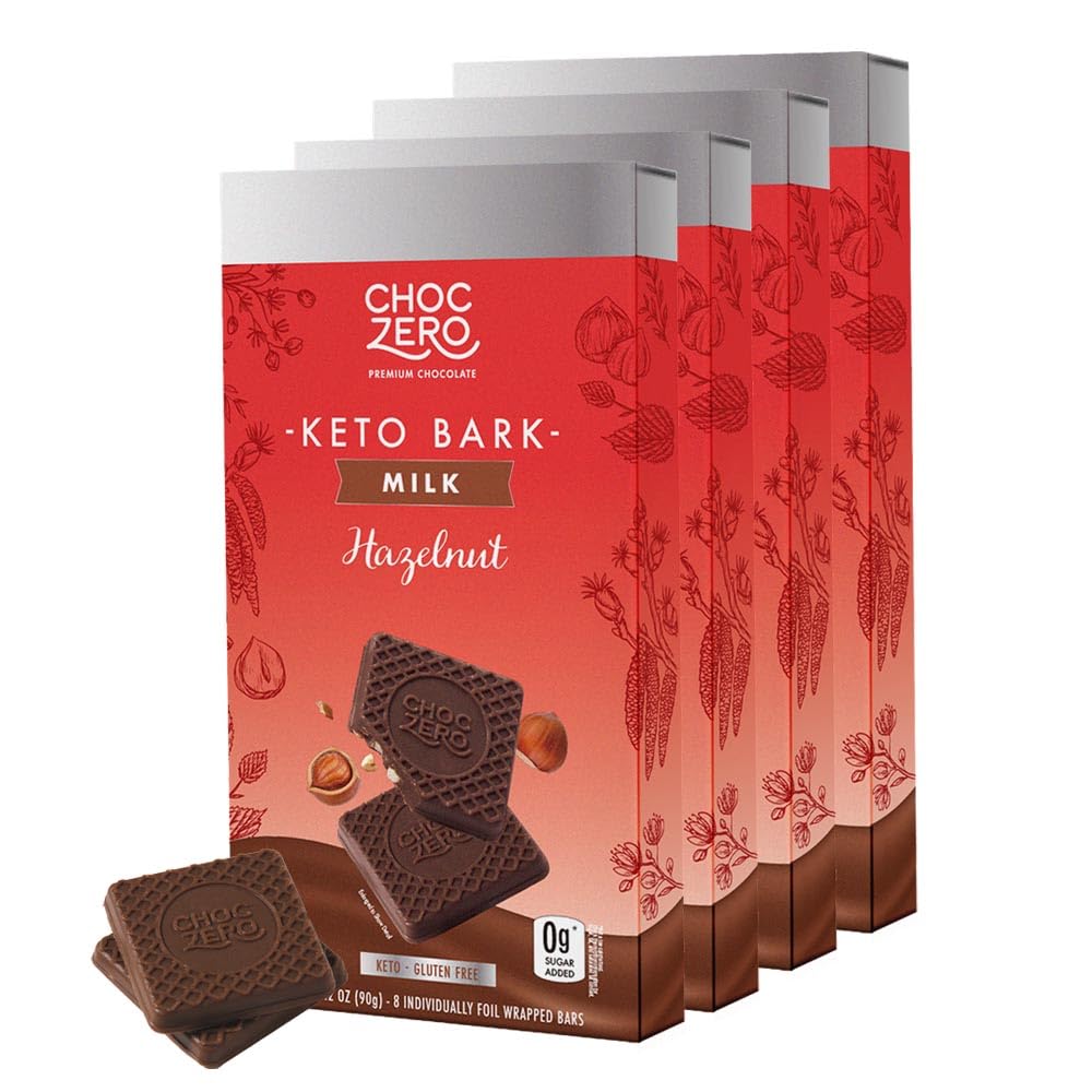ChocZero milk chocolate hazelnut bark unwrapped for quick snacking