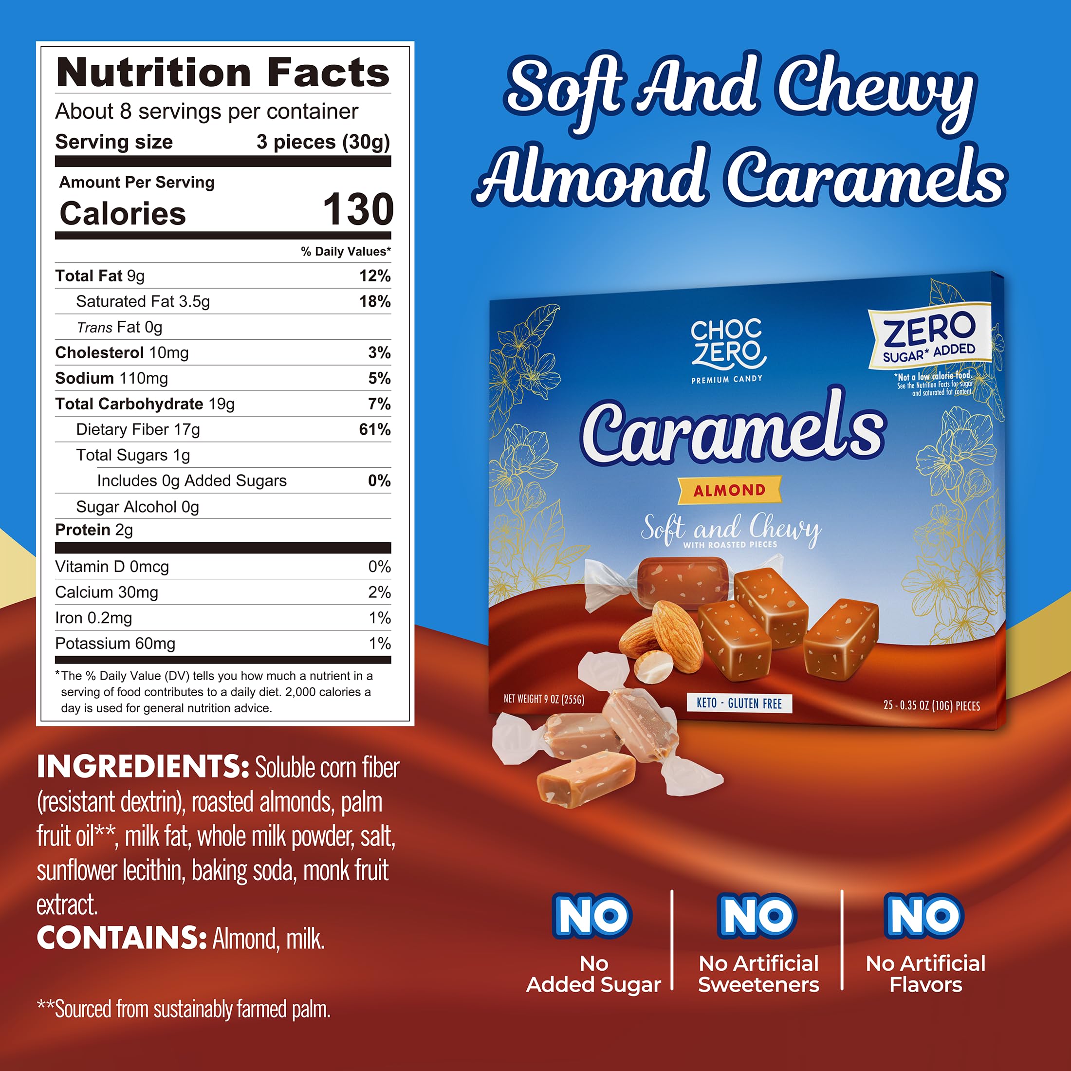 ChocZero soft and chewy caramels close-up showing creamy texture.