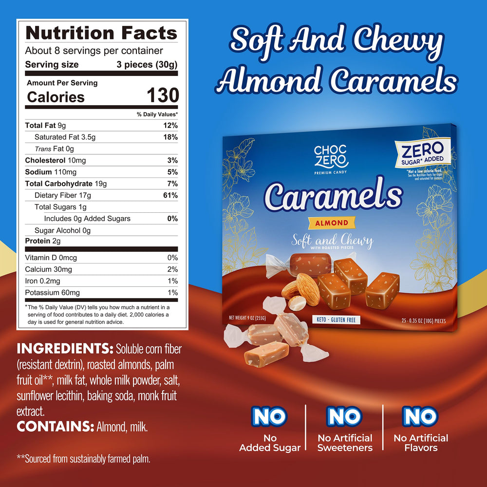 ChocZero soft and chewy caramels close-up showing creamy texture.