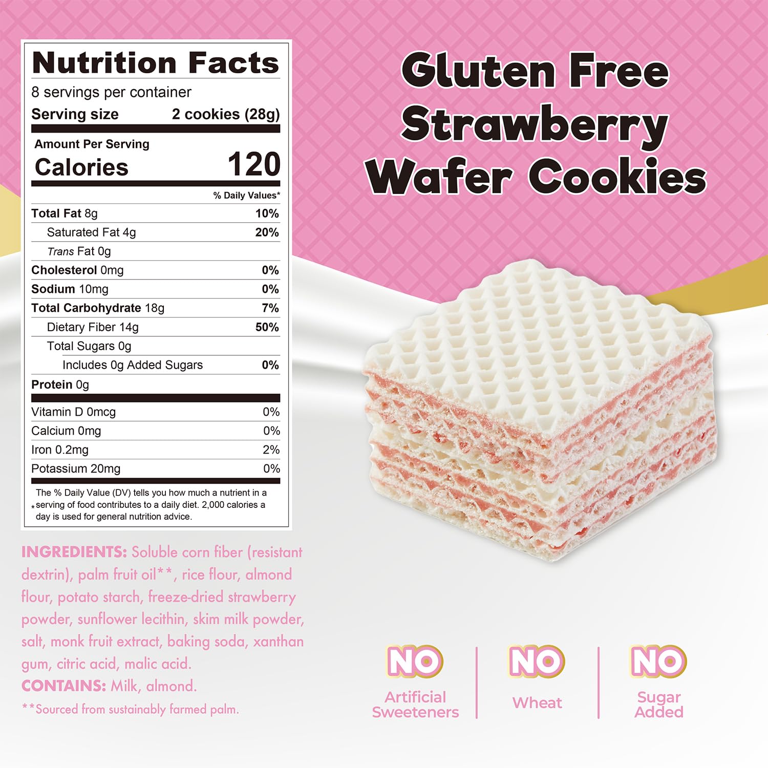 ChocZero Strawberry creme closeup—crispy wafers with monk fruit sweetness.