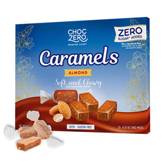 ChocZero sugar-free almond caramels in a box, a keto-friendly treat.