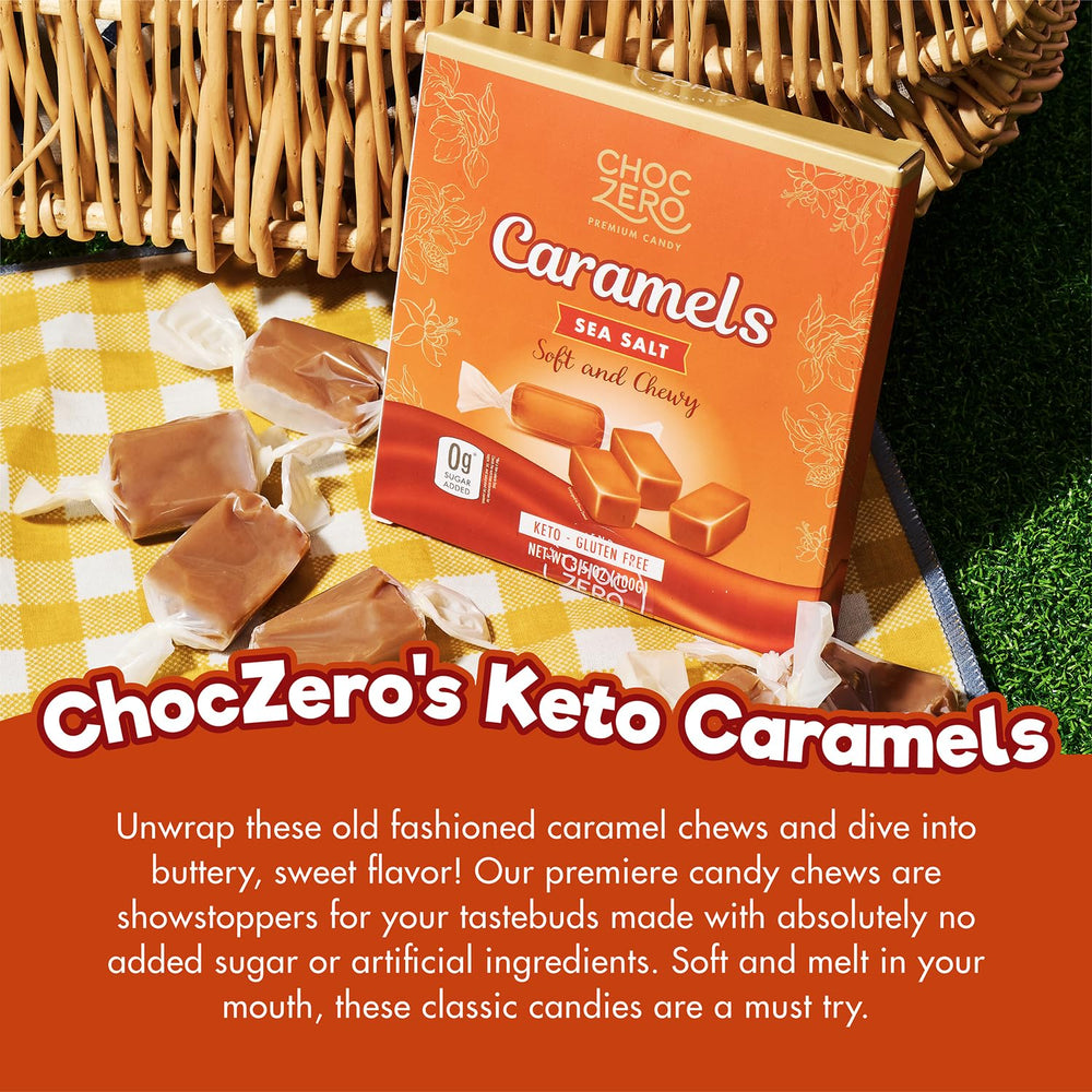 ChocZero individually wrapped caramel for portable, grab-and-go indulgence.