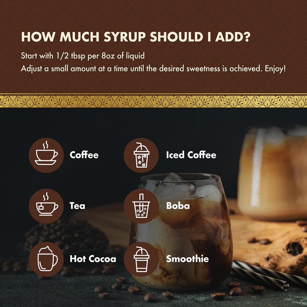 Coffee cup with mocha drizzle demonstrates smooth, creamy mocha flavor