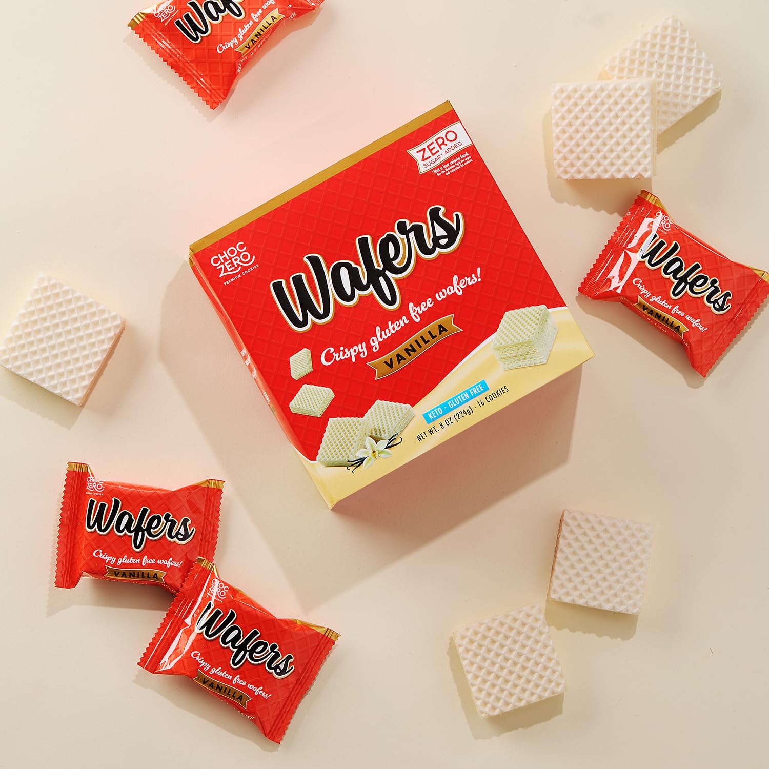 ChocZero vanilla wafer with coffee for a quick snack pairing
