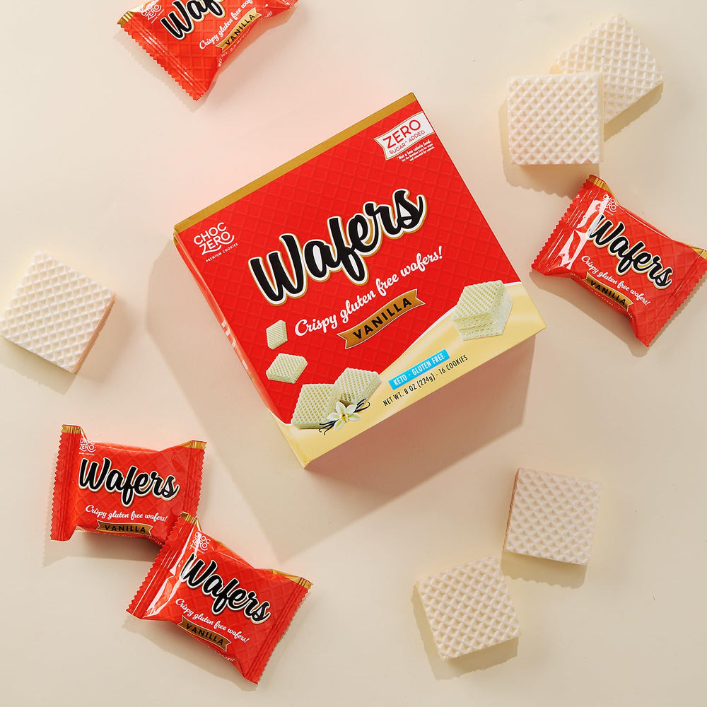ChocZero vanilla wafer with coffee for a quick snack pairing