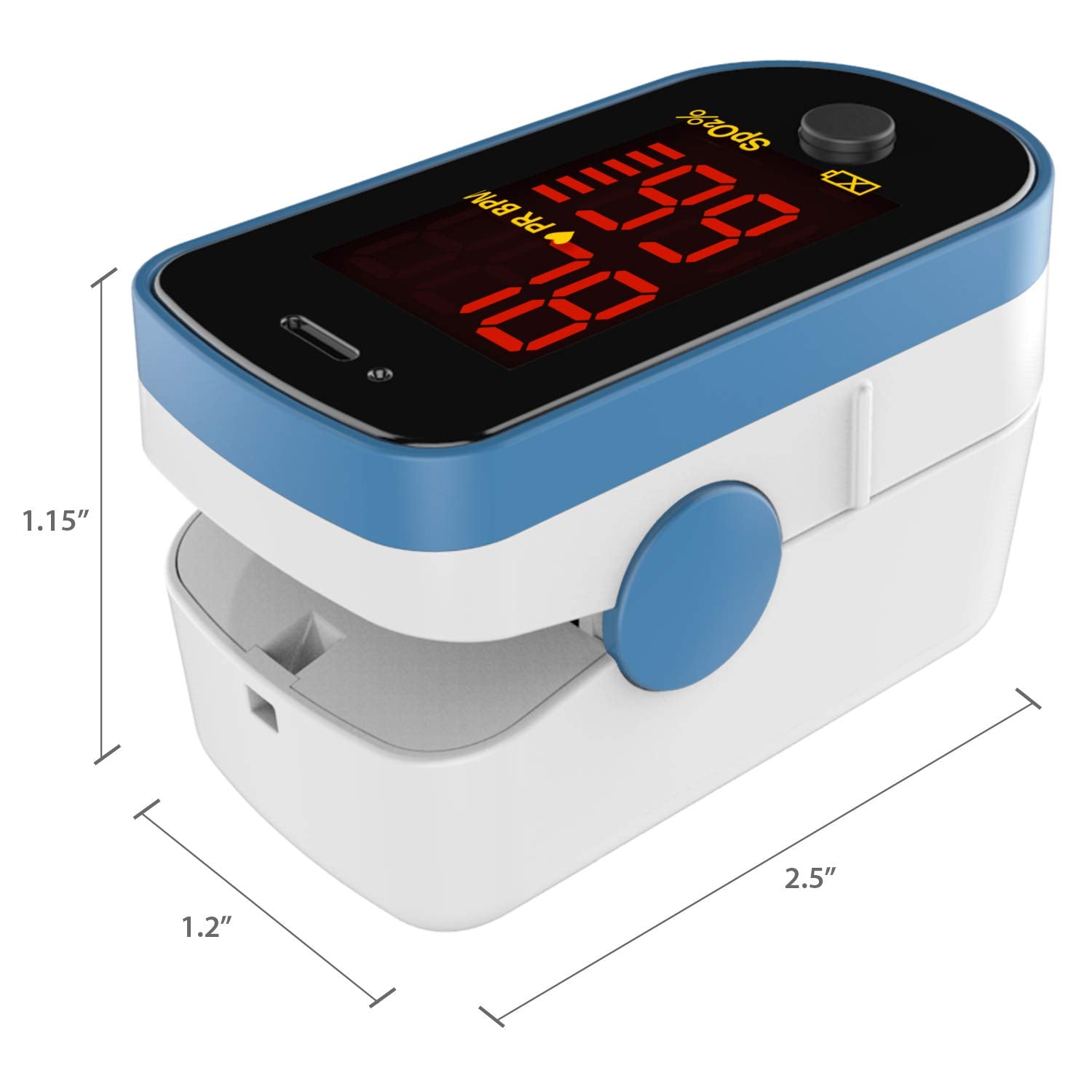 CHOICEMMED blue oximeter with neck lanyard for quick access