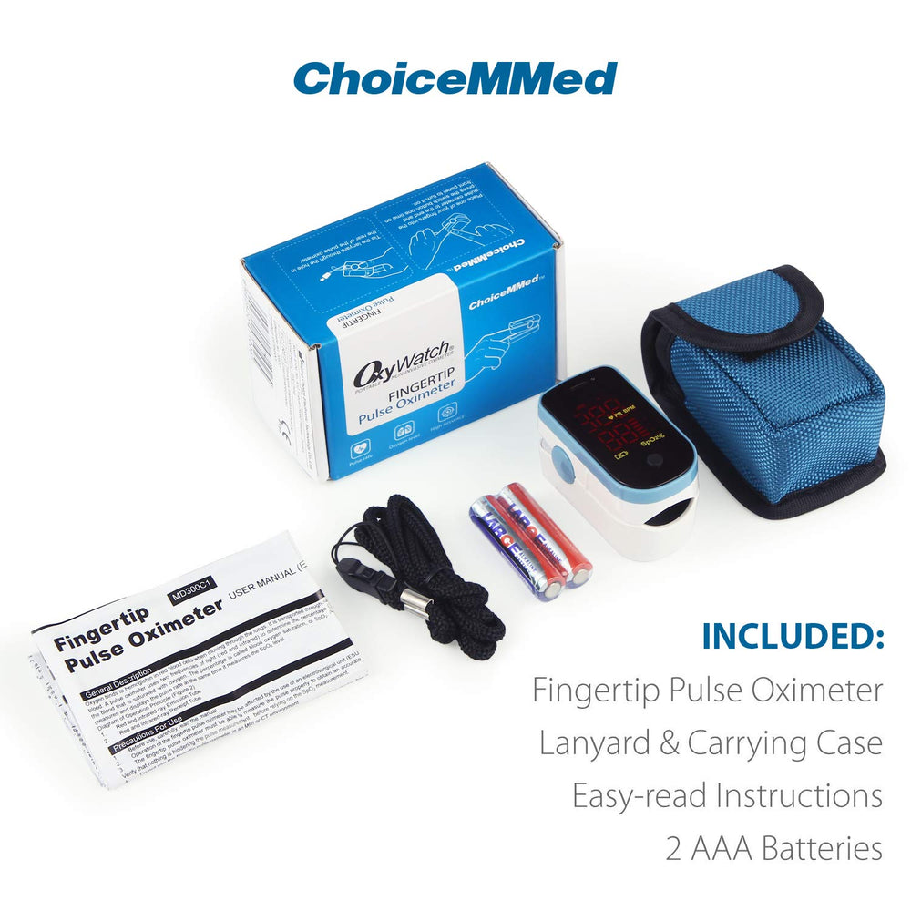 CHOICEMMED blue oximeter features one-button operation for easy use