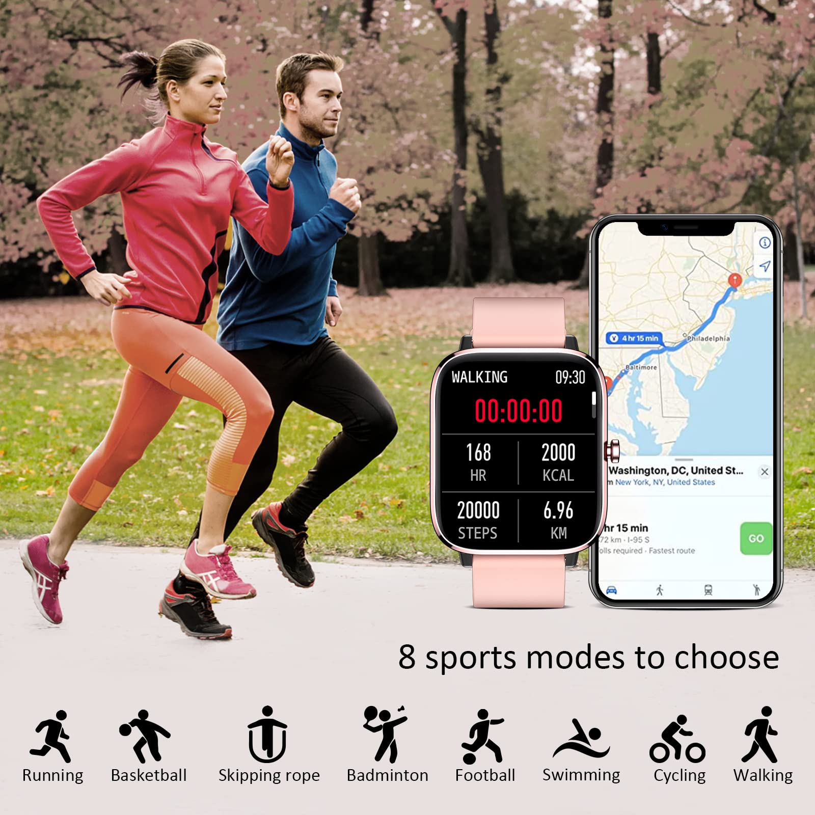 Choiknbo smartwatch for women 1.83-inch display with vibrant touch screen.