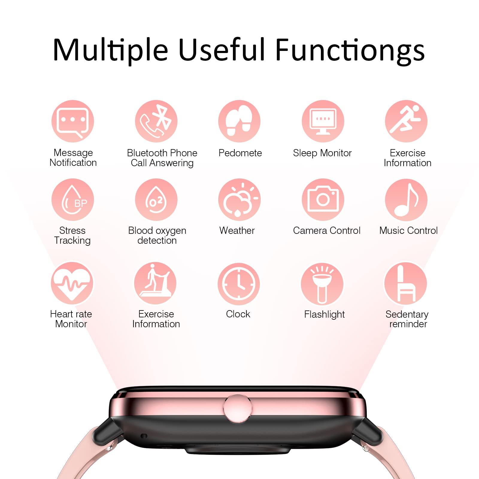Choiknbo smartwatch for women IP68 waterproof for daily activities.