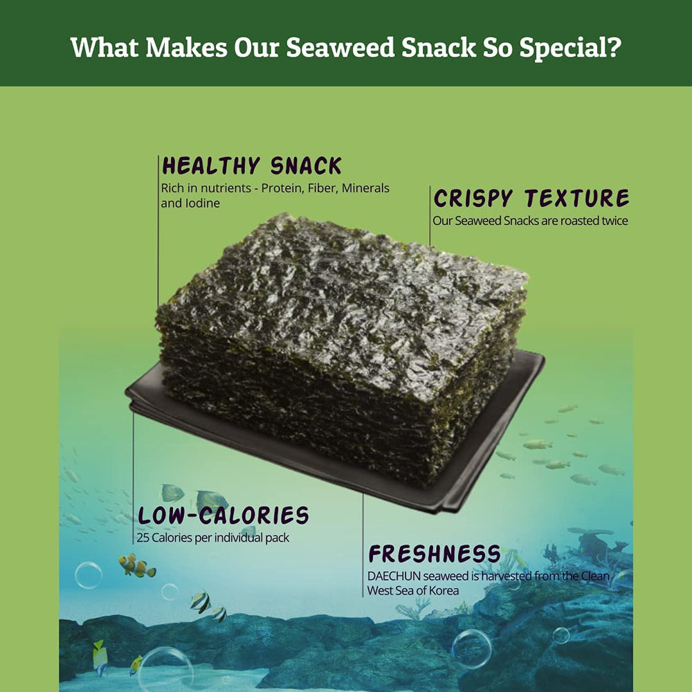 CHOI'S 1 Daechun seaweed snack 20-pack convenient portions for travel.
