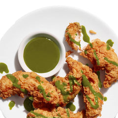 Cholula Green Pepper Hot Sauce marination bowl adds jalapeno-poblano character.
