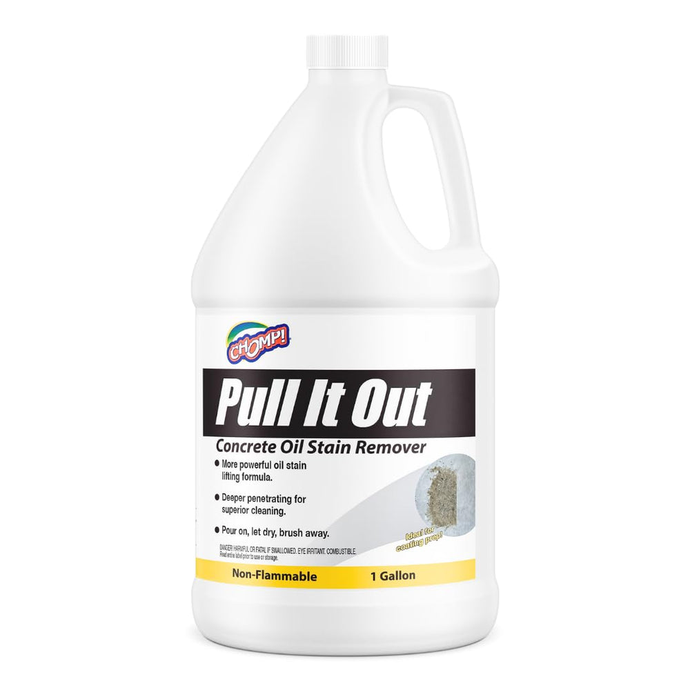 CHOMP! Pull It Out applied to concrete oil stain for deep lifting