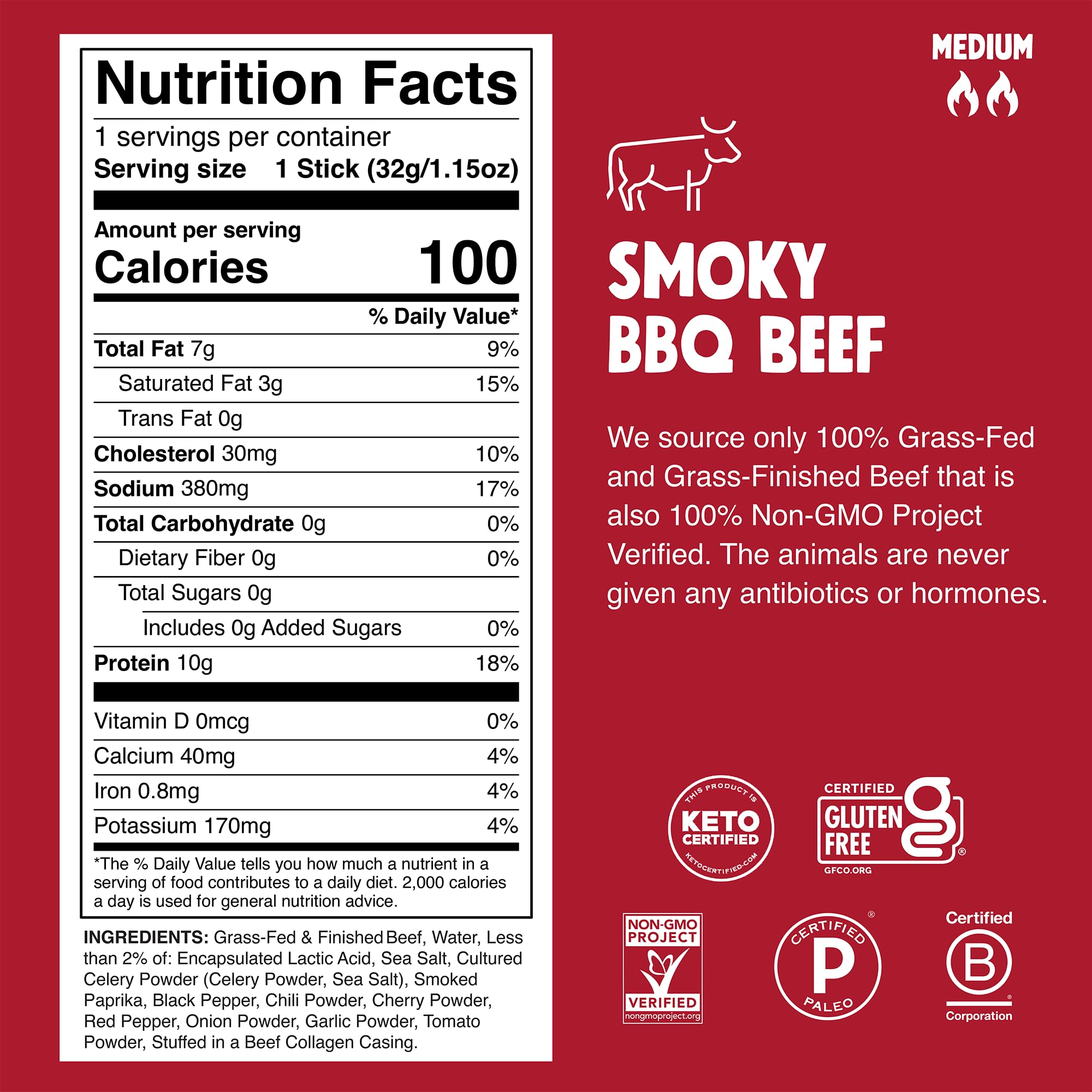 Chomps grass-fed beef jerky, premium protein on the go