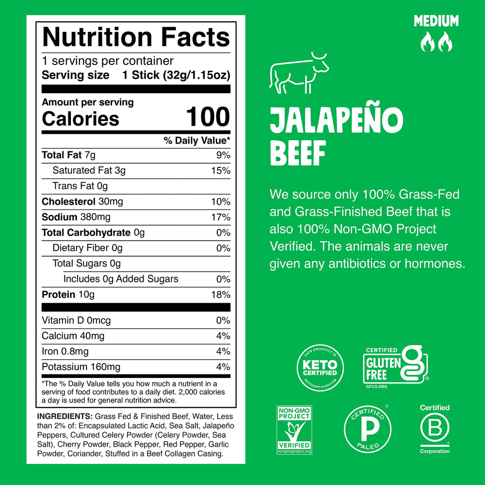 Chomps Jalapeño beef jerky stick – portable protein boost