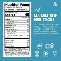 Chomps Sea Salt Beef Jerky Stick showcasing grass-fed beef and lean protein.