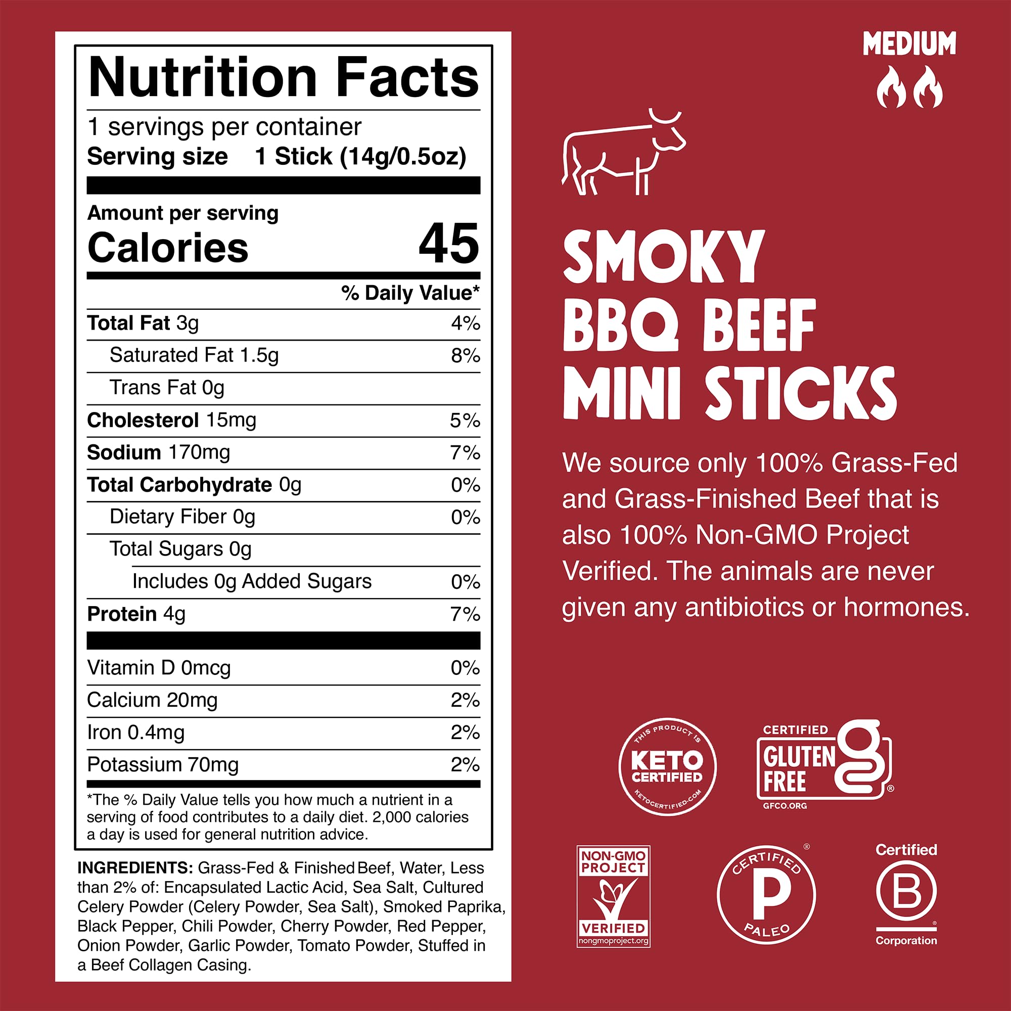 Chomps grass-fed beef jerky pack shot for Keto and Whole30 friendly snacking.