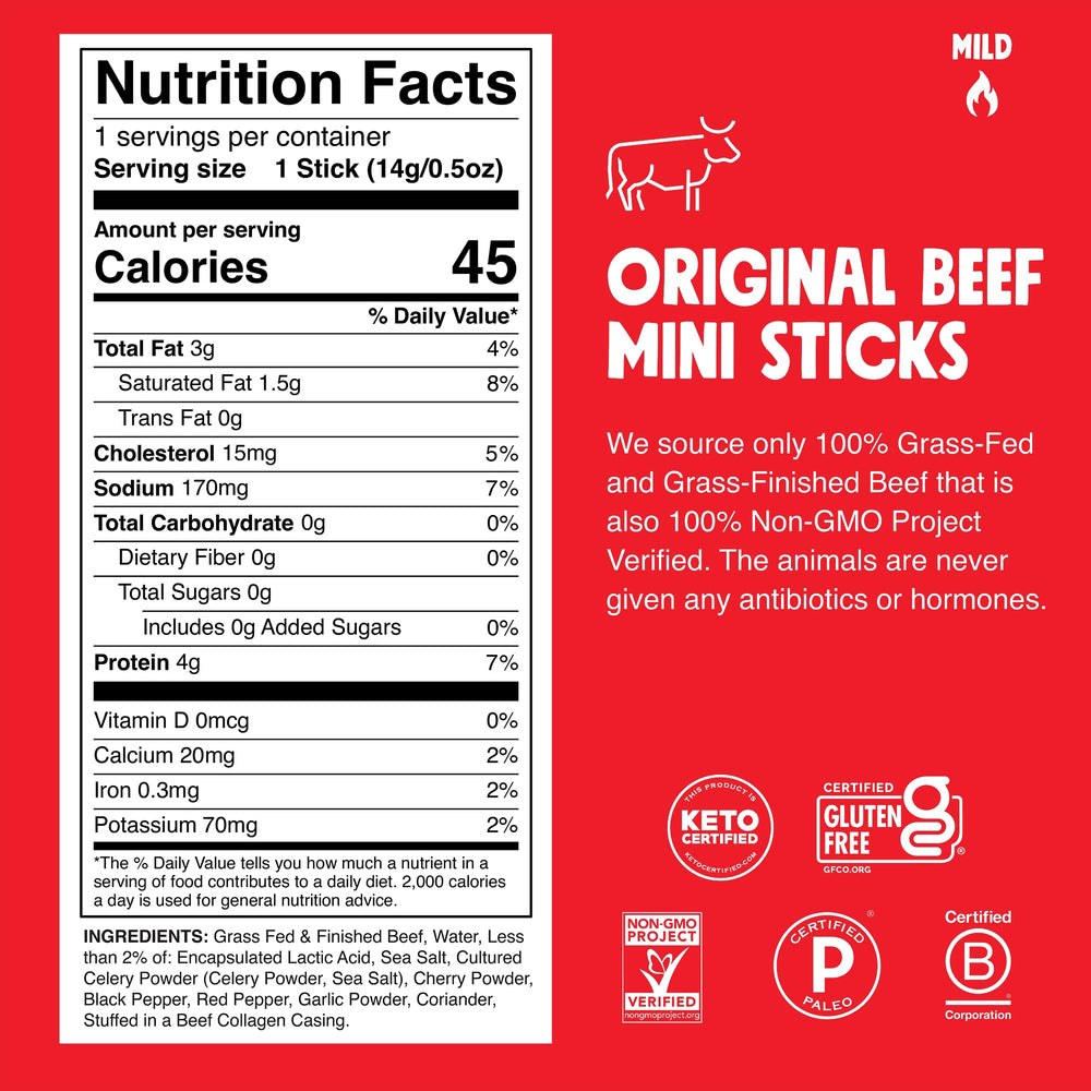 Chomps snack size grass-fed original beef jerky stick 24-pack box emphasizes value