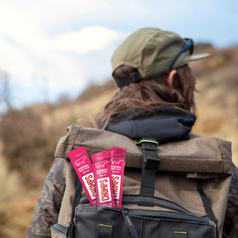 On-the-go Chomps jerky pack suitable for travel and busy schedules