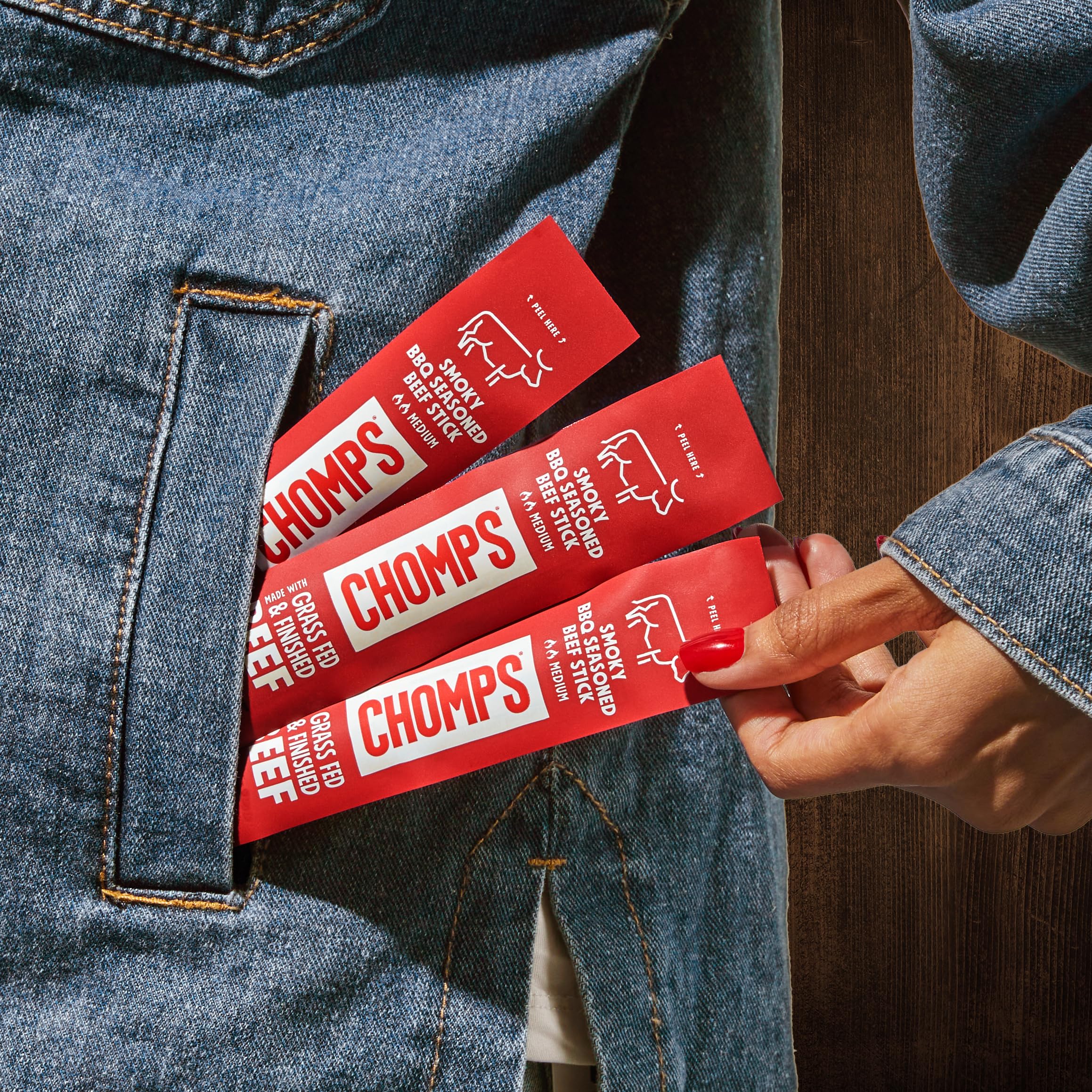 Chomps zero sugar beef jerky stick supports mindful snacking.