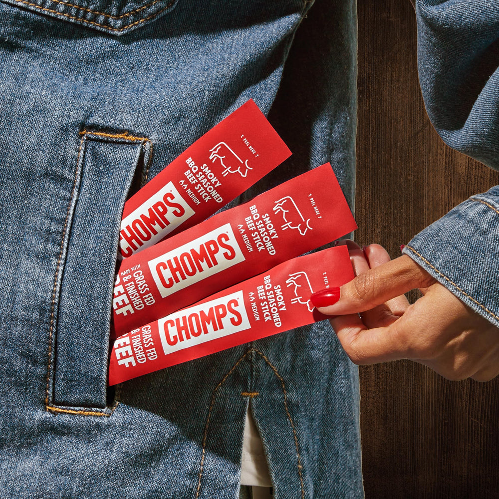 Chomps zero sugar beef jerky stick supports mindful snacking.