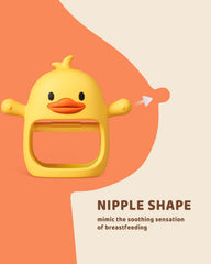 ChooKaChoo Duckie teether showing textured surface for gum comfort