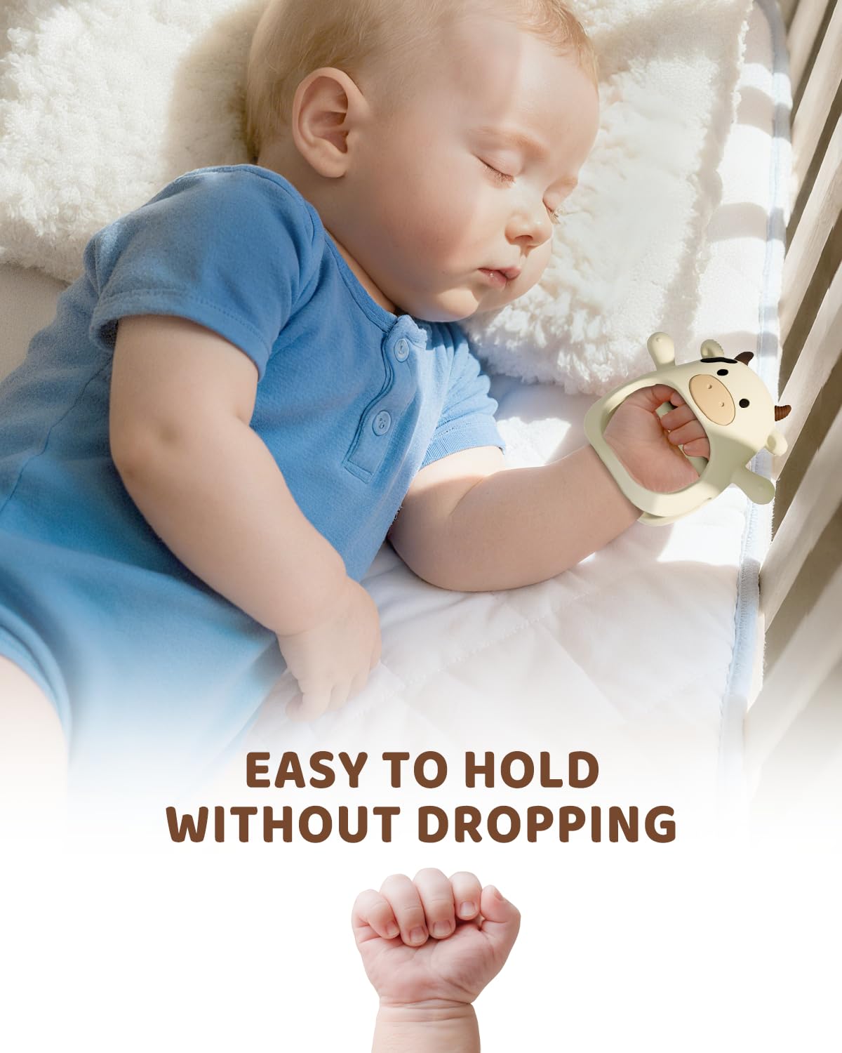 ChooKaChoo anti-dropping wrist teether stays on.