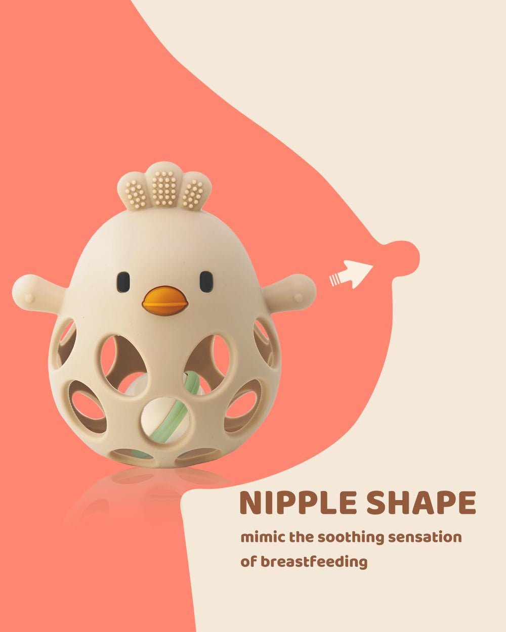 ChooKaChoo rattle egg in hand promoting auditory exploration.