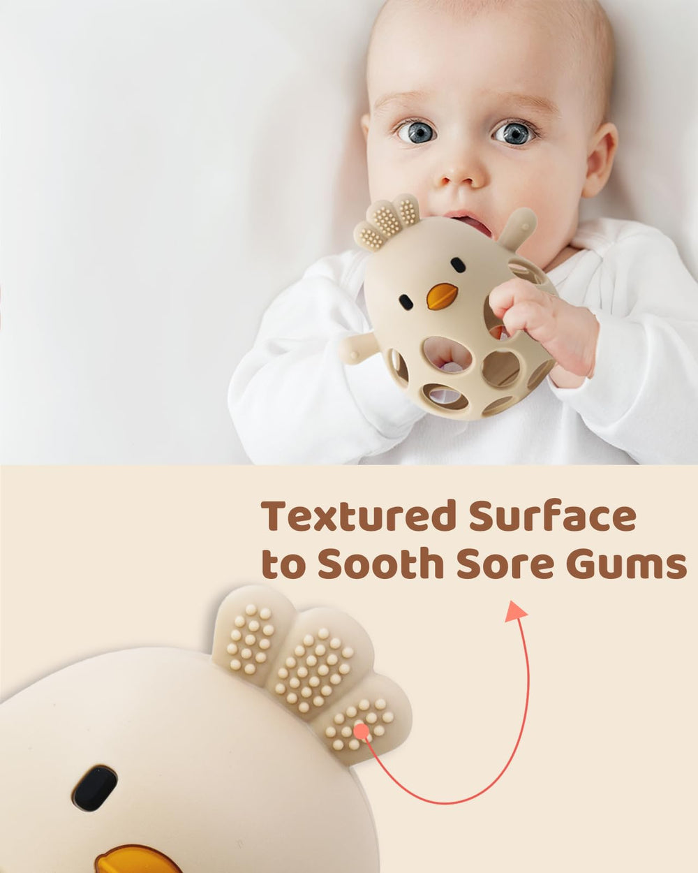 ChooKaChoo rattle provides gentle sound to engage senses.